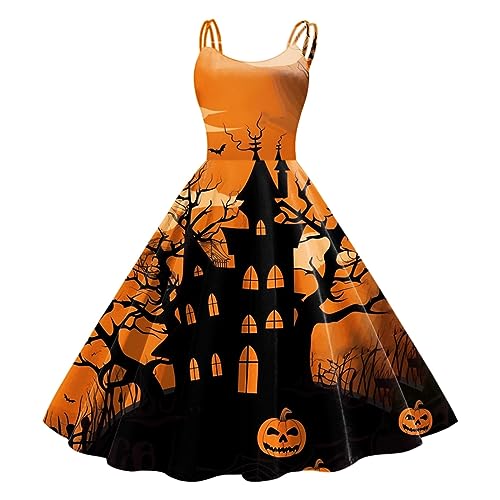 Halloween Kostüm Damen, Retro Gothic Maxikleid Halloween Karneval Viktorianisches Kleid Fasching Kawaii Mittelalter Kleid mit Trompetenärmel Mittelalterliches Kostüm Renaissance Party Kleidung von GXYANiaoy