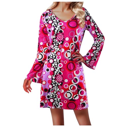 Hippie Kostüm Damen Kleid, 60er Jahre Clown Bluse Schlagerparty Drag Queen Outfit Fasching Power Oberteil Disco Kleidung Karneval Faschingskostüme Carneval Karnevalskostüm Party Piratenkostüm von GXYANiaoy