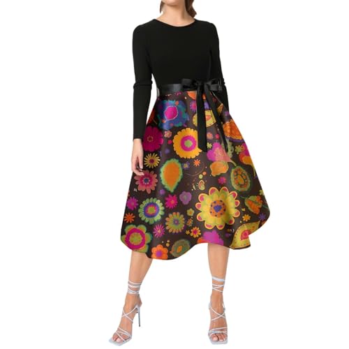 Hippie Kostüm Damen Kleid, Clown Bluse Saturday Night Fever Disco Kleidung Power Queen Oberteil Flower Drag Outfit 60er Jahre Lustig Faschingskostüme Party Karneval Schlagerparty Karnevalskostüm von GXYANiaoy