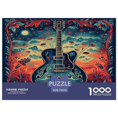 Gitarre Puzzle 1000 Teile,Puzzle Für Erwachsene, Impossible Puzzle,Puzzle Farbenfrohes Legespiel,GesKükenlichkeitsspiel Für Die Ganze Familie Puzzel 1000pcs (75x50cm) von GXYUAOIEF