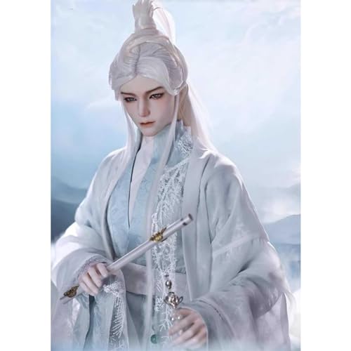 1/3 BJD Doll Männlich Antiker Stil Neunschwänziger Fuchs SD-Puppe 74.5cm Ball Jointed Doll mit Vollständigem Hanfu-Outfit + Weiße Perücke + Schuhe + Make-up + Schwänze von GYHCB