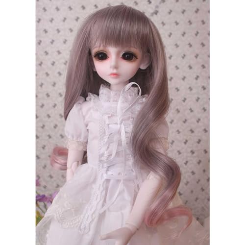 1/4 BJD-Puppe Perücke Handgefertigt Grau-rosa Farbverlaufslocken Hochtemperaturseide BJD Perückenhaar SD Doll Zubehör von GYHCB