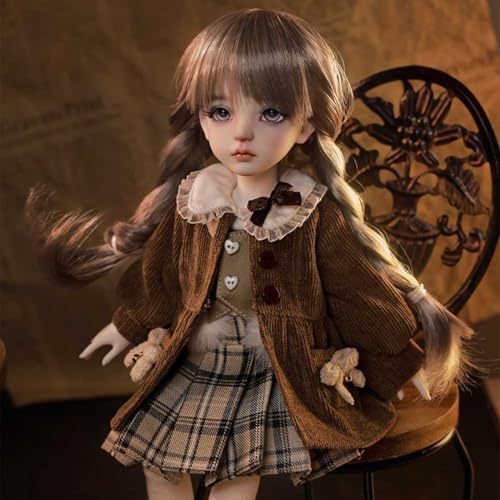 1/6 BJD Doll 27,5 cm 10,82 Zoll Herbst Campus-Stil SD-Puppe Mini Kugelgelenkpuppe Actionfigur mit Komplettset Kleidung + Perücke + Schuhe + Make-up von GYHCB