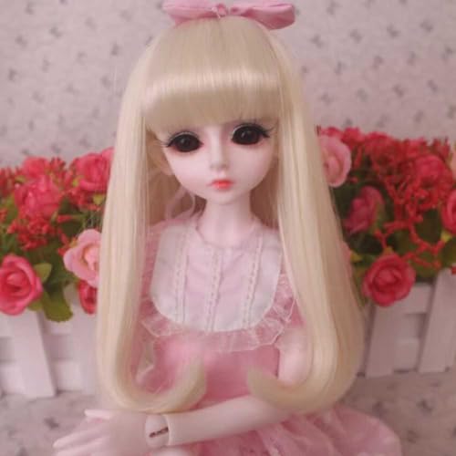 1/6 BJD Puppe Perücke Handgefertigt Mode Weich Gold Lange Haare Puppendekoration Zubehör für BJD Doll Dress Up von GYHCB