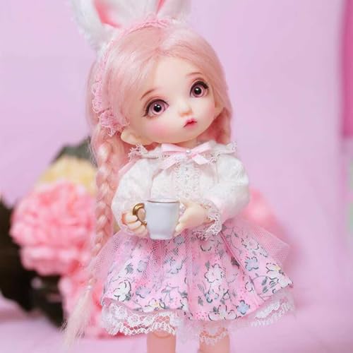 1/8 BJD Puppe Perücke Lange Haare Handgefertigt Rosa Doppelter Zopf Perücke Hochtemperaturseide BJD Perücke Zubehör von GYHCB