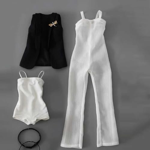 4-TLG BJD-Puppenkleidung Weiße Weste + Schwarze Weste Mantel + Weißer Overall BJD-Kleidung für 1/3 Ball Jointed Dolls von GYHCB