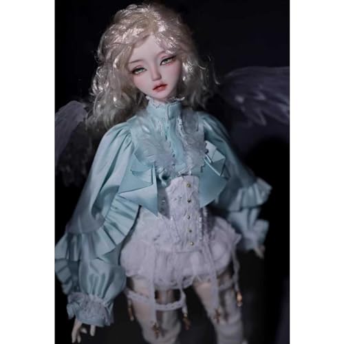 44cm 1/4 BJD-Puppe Europäischer Stil SD Doll Handgefertigt Ball Jointed Doll mit Transparenten Flügeln+ Kleidungsset + Perücke + Schuhe + Make-up-Gesicht von GYHCB