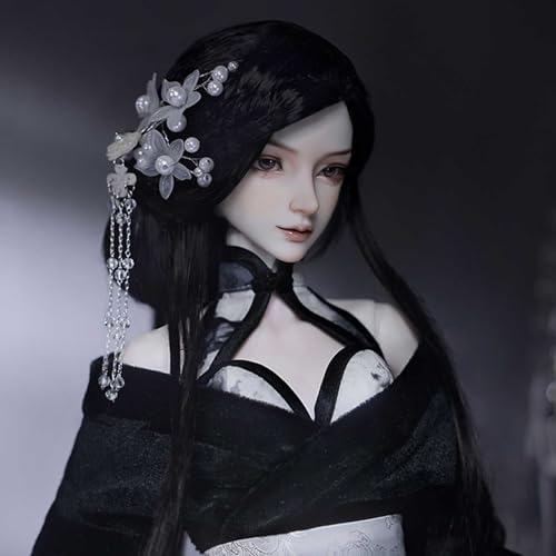 BJD Doll 1/3, Veredelte SD-Puppen 25 Zoll Kugelgelenkpuppe DIY Actionfigur+ Elegantes Cheongsam-Kleid+ Perlenhaarnadel+ Haar+ Schuhe von GYHCB