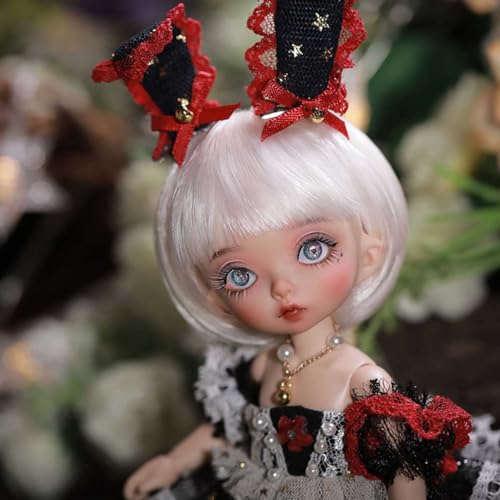 BJD Perücke 1/8 Handgefertigt Hochtemperaturseide Kurzes Haar BJD Puppe Perücke, Geeignet für Kopfumfang 14-14.5cm/5.5-5.7in, Weiß von GYHCB