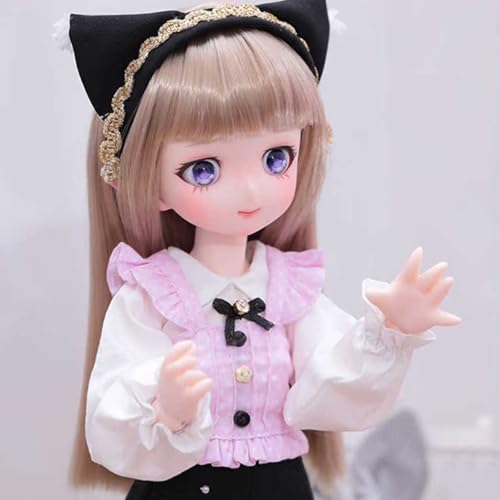 BJD-Puppe 1/4 Niedliche SD Doll 42 cm 16,53 Zoll Kugelgelenkpuppe mit Komplettem Set Kleidung + Schuhe + Perücke + Schuhe, Modische Actionfigur Sammelgeschenke von GYHCB