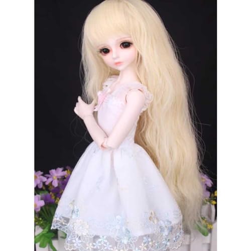 BJD-Puppe Haar Perücke Handgefertigt Gold Langes Lockiges Haar BJD Perücke Ersatzperücke Puppenzubehör für 1/4 1/6 BJD Doll von GYHCB