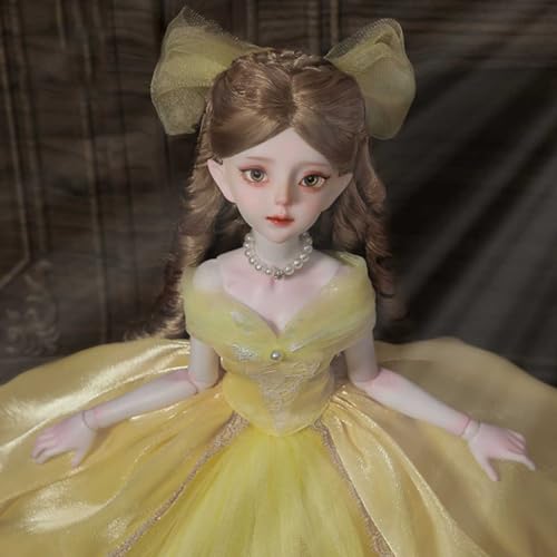 Handgefertigt 1/4 BJD Puppe Palaststil Prinzessin SD Doll Elegante Ball Jointed Doll mit Gelbem Spitzenkleid Perücke Schuhen Make-up, 43cm/16.9in Höhe von GYHCB