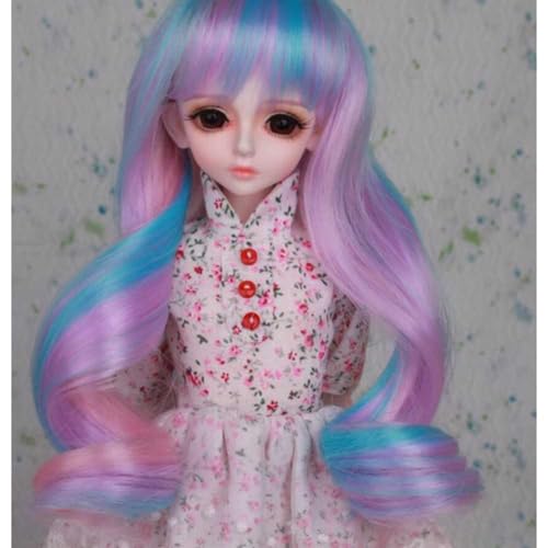 Handgefertigt BJD Puppe Perücke DREI Farben Langes Lockiges Haar BJD Perücke für 1/4 BJD-Puppe, Geeignet für Kopfumfang 18-20cm von GYHCB