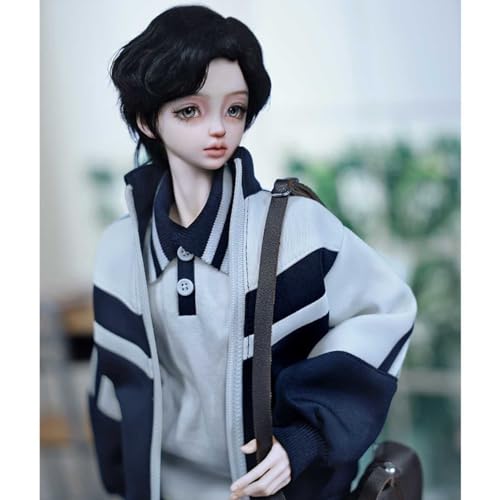 Handgemachte BJD Puppe Männlich 1/4 Campus-Stil SD-Puppe BJD Doll Ball Jointed Doll mit Mantel + Hose + Poloshirt + Perücke + Schuhe von GYHCB