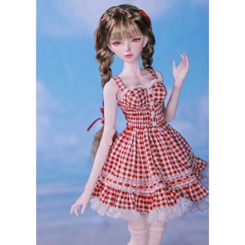 Harz BJD Puppe 1/4 Flexible SD Puppe, 40cm BJD Doll Handgemachte Ball Jointed Doll mit Full Set Kariertes Spitzen-Kleid Make-up Schuhe Accessories von GYHCB