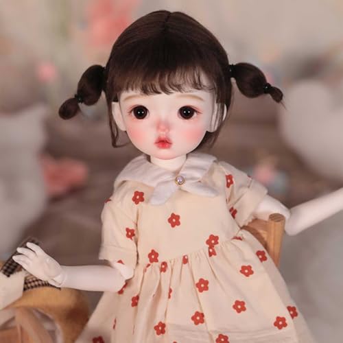 Harz BJD-Puppe 1/6 Handgemacht Niedlich SD Doll Kugelgelenkpuppen mit Handgemachtem Make-up + Kleidungsset + Schuhe + Perücke, Höhe 26,5cm/10.43in von GYHCB