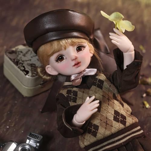 Herbst Campus-Stil BJD Doll Komplettset 1/6 Harz Mädchen SD-Puppe 28 cm 11 Zoll Mini Ball Jointed Doll Actionfigur, Perfekt für Sammlung und Geschenk von GYHCB