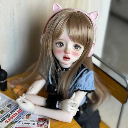 Hübsche BJD-Puppe 1/6 SD-Puppen 42 cm 16,53 Zoll Ball Jointed Doll Komplettset mit Kleidung Perücken Schuhen Make-up, Ohne Kopfhörer von GYHCB