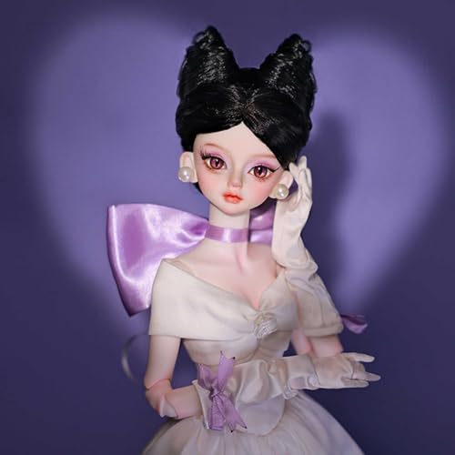 Kreative BJD Doll 1/4 Bezaubernde SD-Puppe Kugelgelenkpuppe + Satinkleid + Handschuhe + Schleife + Perücke + Schuhe + Make-up + Zubehör, 44cm/17.32in Hoch von GYHCB