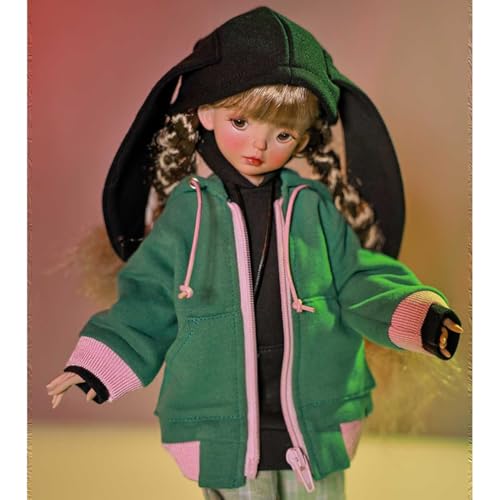 Lässiger Stil BJD-Puppe 34 cm 1/6 SD-Puppe Handgefertigt 13,38 Zoll Kugelgelenkpuppe mit Kleiderset + Perücke + Schuhe + Make-up von GYHCB