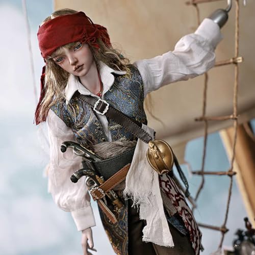 Mittelalterlicher Stil Piratenkapitän BJD-Puppe 1/4 Ball Jointed SD Doll Komplettset, Höhe 46,5 cm/18,3 Zoll, für BJD Doll Enthusiasten von GYHCB