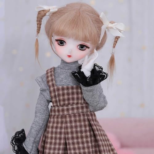 Modische Mädchen BJD Doll 1/6 Harz SD Puppe 28,5 cm 11,22 Zoll Niedliche Kugelgelenkpuppe mit Kleidungsset Perücke Schuhe Make-up von GYHCB