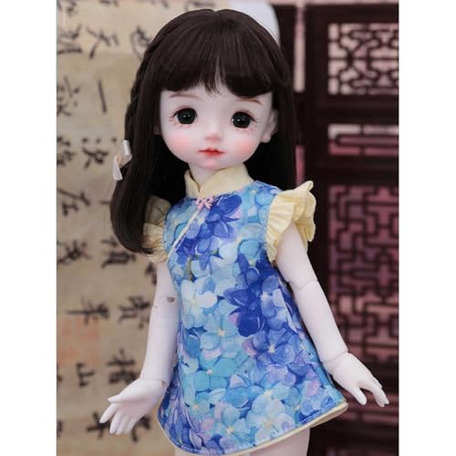 Niedliche BJD Doll 1/6 Bezaubernde SD-Puppe Ball Jointed Doll mit Cheongsam im Chinesischen Stil + Schuhe + Perücke + Handbemaltes Make-up, Höhe 26,3 cm/10.35 in von GYHCB