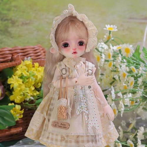 Niedliche BJD-Puppe 1/6 Mini SD Doll Handgemacht Kugelgelenkpuppe Komplettset Actionfigur mit Kleidungsset + Perücke + Schuhe + Make-up, Höhe 25cm/9.84in von GYHCB