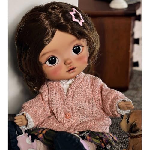 Niedliche Mini BJD Doll 1/6 Lässiger Campus-Stil SD Puppe 21cm 8,26 Zoll Handgefertigte Kugelgelenkpuppe mit Kleidungsset + Perücke + Schuhe + Make-up-Gesicht von GYHCB