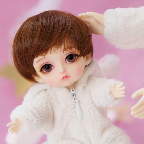 Weich Hochtemperaturseide BJD-Puppe Perücke 1/8 Handgefertigt BJD Perücke Braun Kurzes Haar (Nur Perücken, Keine Puppen) von GYHCB