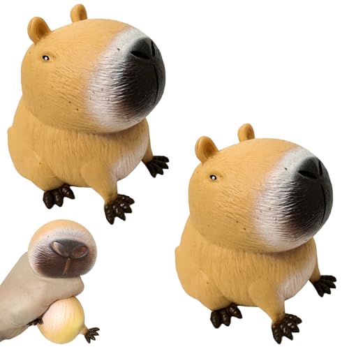 GYHWOFUL 2 Stück Capybara Anti Stress Spielzeug, Capybara Squeeze Toys, Capybara Squishy Antistressball, Capybara Antistressbälle für Erwachsene und Kinder von GYHWOFUL