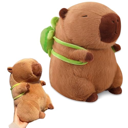 GYHWOFUL Capybara Kuscheltier 23cm, Super Weiche Capybara Plüschtier mit Schildkrötenrucksack, Niedliche Spielzeug Stofftier, Capybara Plushie, Geschenk für Kinder Freund Geburtstag, Weihnachten von GYHWOFUL