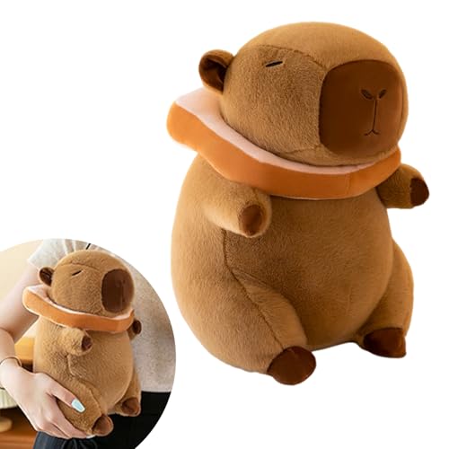 GYHWOFUL Capybara Kuscheltier 30cm, Super Weiche Plüschtier mit Tragbarer Toast Kopfbedeckung, Niedliche Spielzeug Stofftier, Capybara Plushie, Geschenk für Kinder Freund Geburtstag, Weihnachten von GYHWOFUL