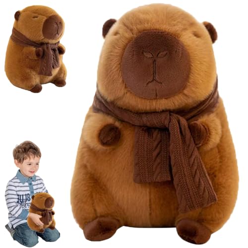 GYHWOFUL Capybara Kuscheltier 30cm, Super Weiche Capybara Plüschtier mit abnehmbaren Schal, Niedliche Spielzeug Stofftier, Capybara Plushie, Geschenk für Kinder Freund Geburtstag, Weihnachten von GYHWOFUL