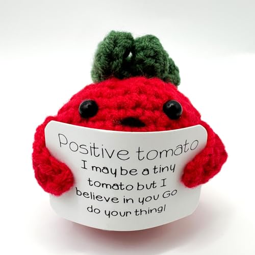 GYHWOFUL Pocket Hug Positive Tomate, Creative Knitted Wool Positive Kartoffel Doll, Lustige Geschenke für Frauen Männer, Kleine Christmas Geschenke, Geburtstagsgeschenk, Motivationsgeschenke von GYHWOFUL