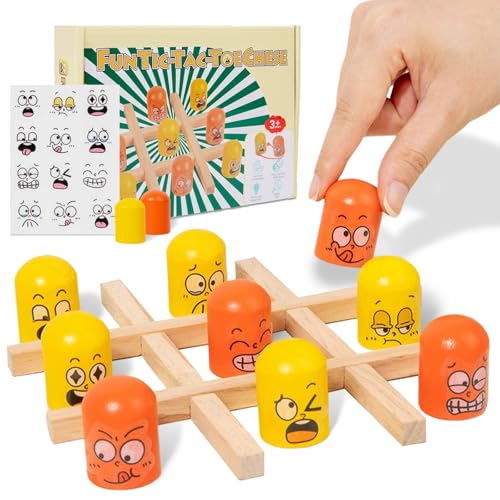 GYHWOFUL Tic Tac Toe, Holzspiele, Tik Tak Toe Spiel, 2 Spieler Interaktives Tischspiele, Eltern Kind Interaktion Kinder Spiele, Klassisches Familien Brettspiel von GYHWOFUL