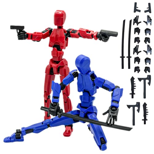 GYHWOFUL 2 Stück T13 Action Figures Mit 8 Waffen + 12 Handtypen, 3D-gedruckte Actionfigur mit 26 beweglichen Gelenken, Roboter Actionfigur, Dekoration, Requisiten für die Malerei, Geschenk (A) von GYHWOFUL