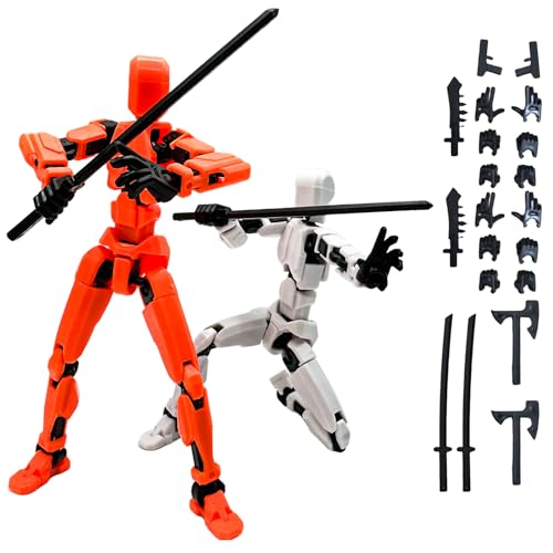 GYHWOFUL 2 Stück T13 Action Figures Mit 8 Waffen + 12 Handtypen, 3D-gedruckte Actionfigur mit 26 beweglichen Gelenken, Roboter Actionfigur, Dekoration, Requisiten für die Malerei, Geschenk (B) von GYHWOFUL