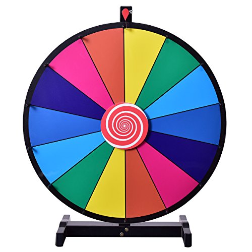 GYMAX 61 cm Farbpreis Rad 14 Slots Trockenradierer Messe Fortune Win Colorful Spin Party Pub Messing-Spiel (Tischplatte) von GYMAX