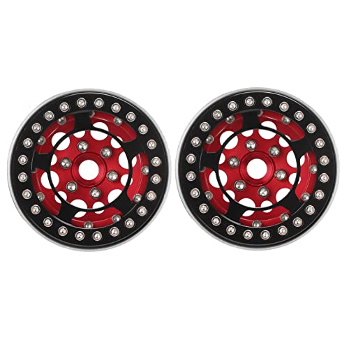 GYZOUKA 2pcs 1,9 Zoll RC Beadlock - Aluminiumlegierung RC Rad Rims Zum Klettern von Autos (Rot) von GYZOUKA