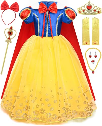 GZ-LAOPAITOU Mädchen Schneewittchen Kostüm Schneewittchen Prinzessin Dress Up mit Zubehör von GZ-LAOPAITOU