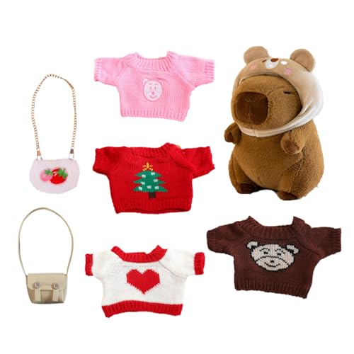 Capybara Stofftier mit Kleidung,Capybara Plüschtier mit Kleidung - Weiche Tierkuschelpuppe,Niedliche Capybara-Stofftier-Spielzeug-Ankleide-Cartoon-Puppe mit Pullover-Tasche, Hut für Heimdekoration Capybara Stofftier mit Kleidung,Capybara Plüschtier mit Kleidung - Weiche Tierkuschelpuppe,Niedliche Capybara-Stofftier-Spielzeug-Ankleide-Cartoon-Puppe mit Pullover-Tasche, Hut für Heimdekoration von GZBMEZS