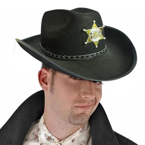GZBMEZS Cowgirl-Hüte für Damen Western - Western-Vintage-Cowboy-Hut | Cowboyhut formbare Krempe und Pentagramm für Cosplay GZBMEZS Cowgirl-Hüte für Damen Western - Western-Vintage-Cowboy-Hut | Cowboyhut formbare Krempe und Pentagramm für Cosplay von GZBMEZS