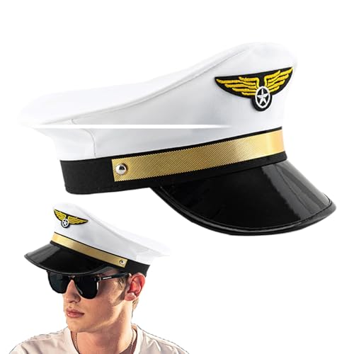 GZBMEZS Unisex Navy Captain Hut - Verstellbarer Airline -Pilothut Für Halloween & Kostümpartys von GZBMEZS