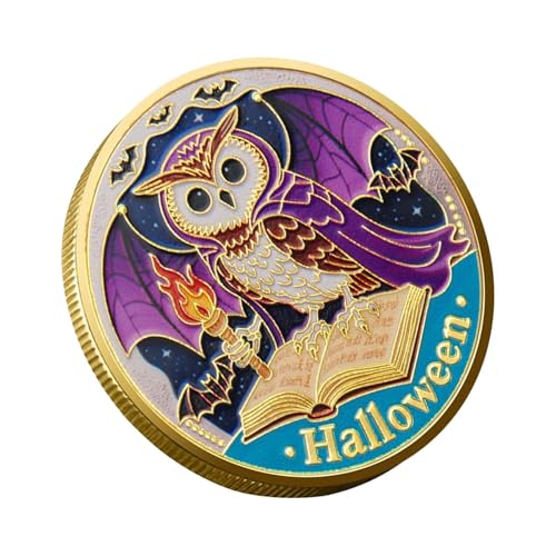 Halloween Münze - Halloween Eule Motiv Metall Challenge Coin - Vintage Deko Für Tisch Vitrine Fans Sammler Geburtstag Feiertag Party Wohnzimmer Halloween Münze - Halloween Eule Motiv Metall Challenge Coin - Vintage Deko Für Tisch Vitrine Fans Sammler Geburtstag Feiertag Party Wohnzimmer von GZBMEZS