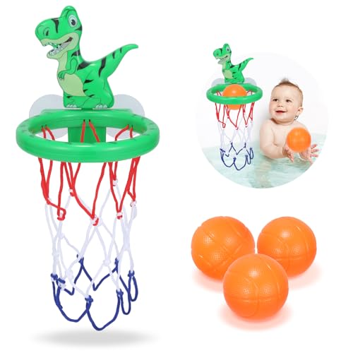 GZCY Badespielzeug-Geschenke für Kinder von 1-8 Jahren, Schießspiel in der Badewanne & lustiger Basketballkorb für Jungen, Mädchen, Babys und Kleinkinder - Saugnapf-Basketballkorb mit 3-Ball-Set von GZCY