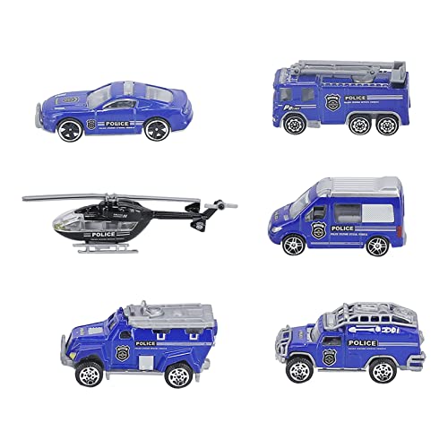 cersalt Alu-Automodell, 1:58 Automodell Lebensechte Simulation zum Geburtstag für 3 Jahre +(6-teiliges Polizeiauto-Set) von GZD