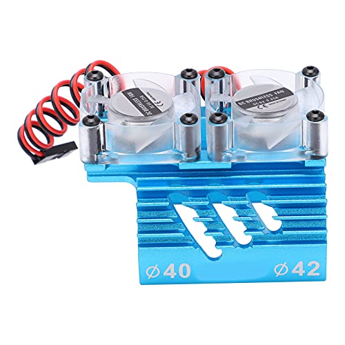 cersalt Doppellüfter-Motorkühlkörper für 1/8 RC-Auto, Doppellüfter-Motorkühlkörper für RC-Car 40-42mm Doppellüfter-Motorkühlkörper für RC-Zubehör(Blau) von GZD