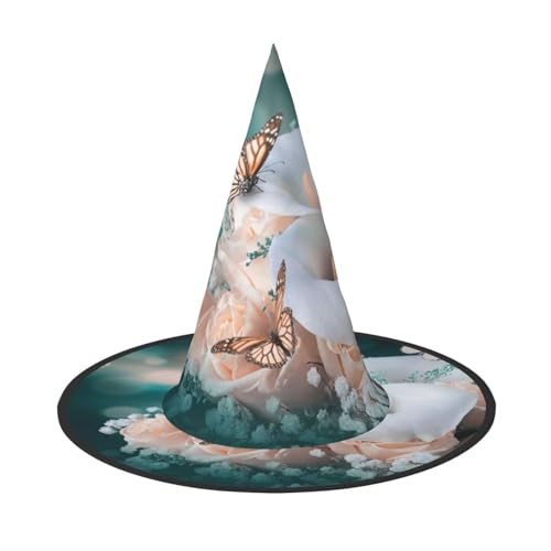 GZHYHAKAN Halloween-Hut mit Blumen- und Schmetterlings-Druck, für Partys, Karneval, Rollenspiele, leicht, bequem GZHYHAKAN Halloween-Hut mit Blumen- und Schmetterlings-Druck, für Partys, Karneval, Rollenspiele, leicht, bequem von GZHYHAKAN