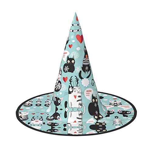 GZHYHAKAN Schwarz-weiße Katzen Druck Halloween Hut für Partys, Karneval und Rollenspiele - leicht, bequem GZHYHAKAN Schwarz-weiße Katzen Druck Halloween Hut für Partys, Karneval und Rollenspiele - leicht, bequem von GZHYHAKAN